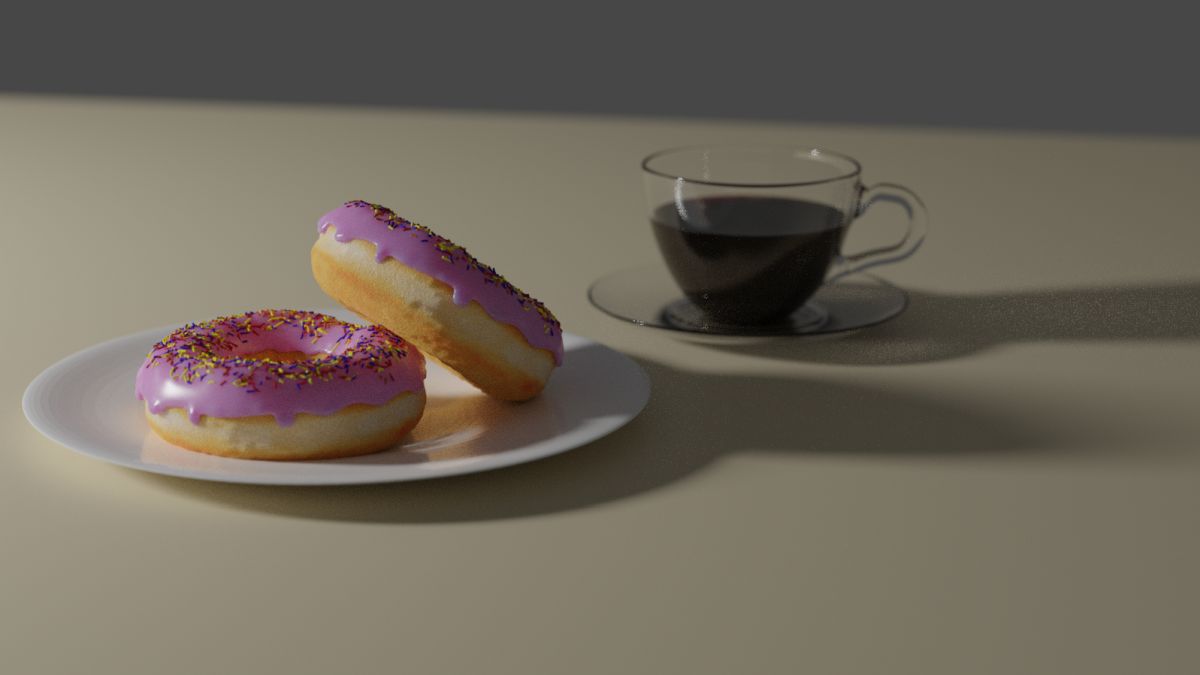 Mit Blender erstellte Donuts und Kaffeetasse (Bild Andreas Rabe)